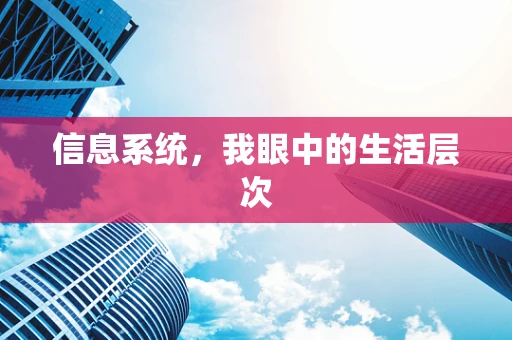 信息系统，我眼中的生活层次